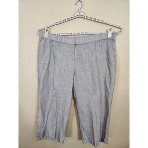 Liz Claiborne Classic Capri Pants‎ Striped Cropped Casual Gray White 2X